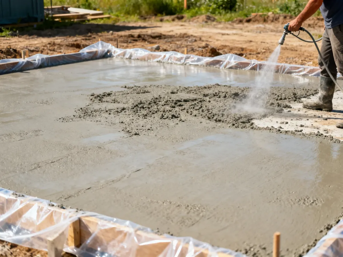 Pielęgnacja świeżego chudego betonu zabezpieczonego folią