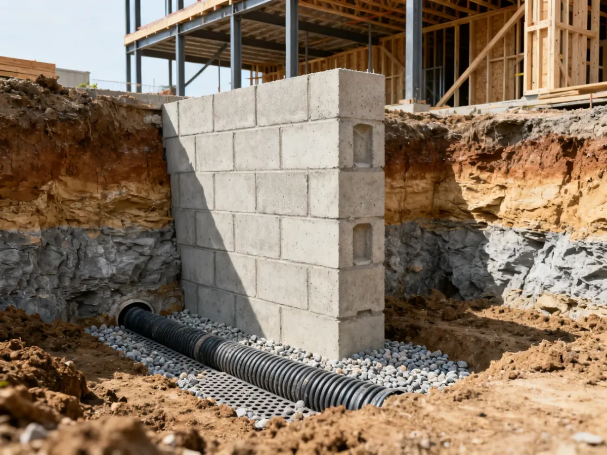Zbrojona ściana oporowa wykonana z pustaków szalunkowych